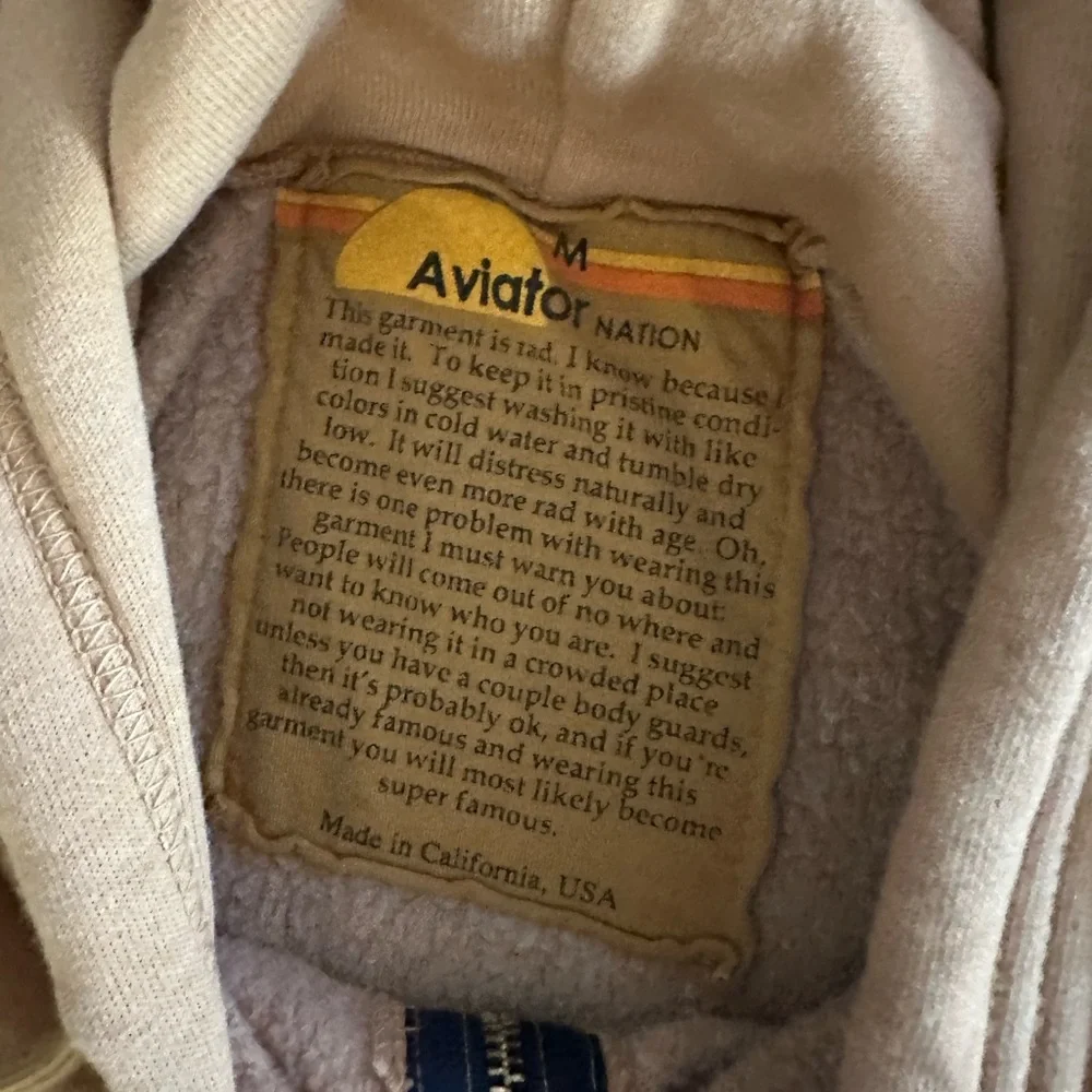 Aviator Nation Tan Hoodie with Rainbow Stripes - Picture 2 of 2